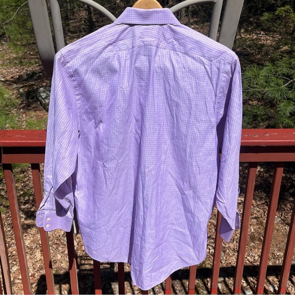 BROOKS BROTHERS Makers Shirt Purple Black Check Egyptian Cotton Mens 16.5/33 EUC - Picture 10 of 11